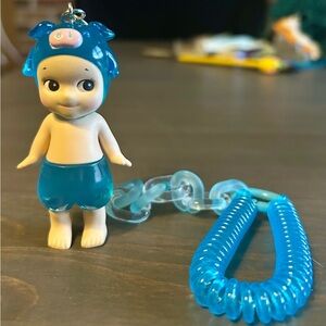 NWOT Sonny Angel Blue Soda Pig with keychain attachment